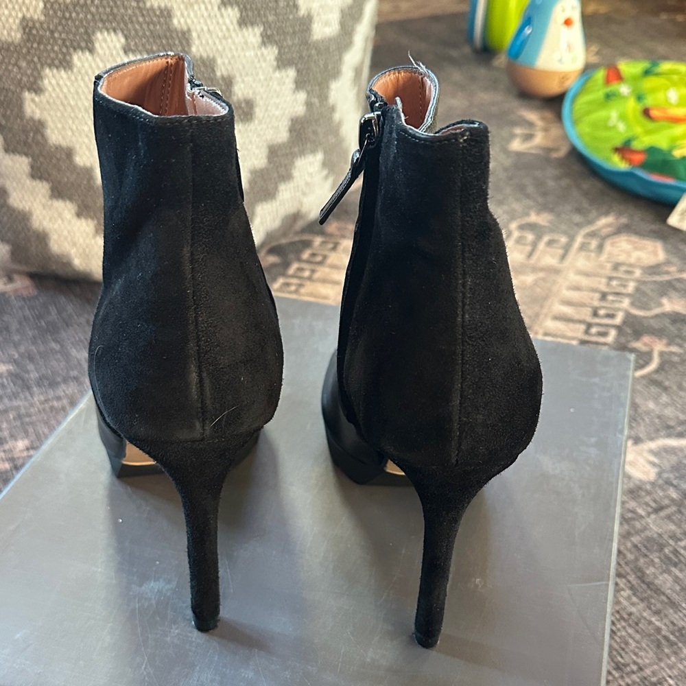 BCBGMaxAzria Black Peep-Toe Heeled Boots - Picture 4 of 7